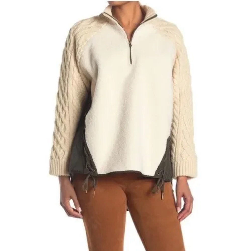 Boundless North Pullover Sweatshirt Small Jacket Coat Quilt Cable Knit Sherpa